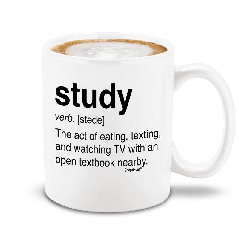 shop4ever Study Definition Ceramic Coffee Mug Tea Cup, Gift for College Student Graduate 11 oz (White) - Image 1